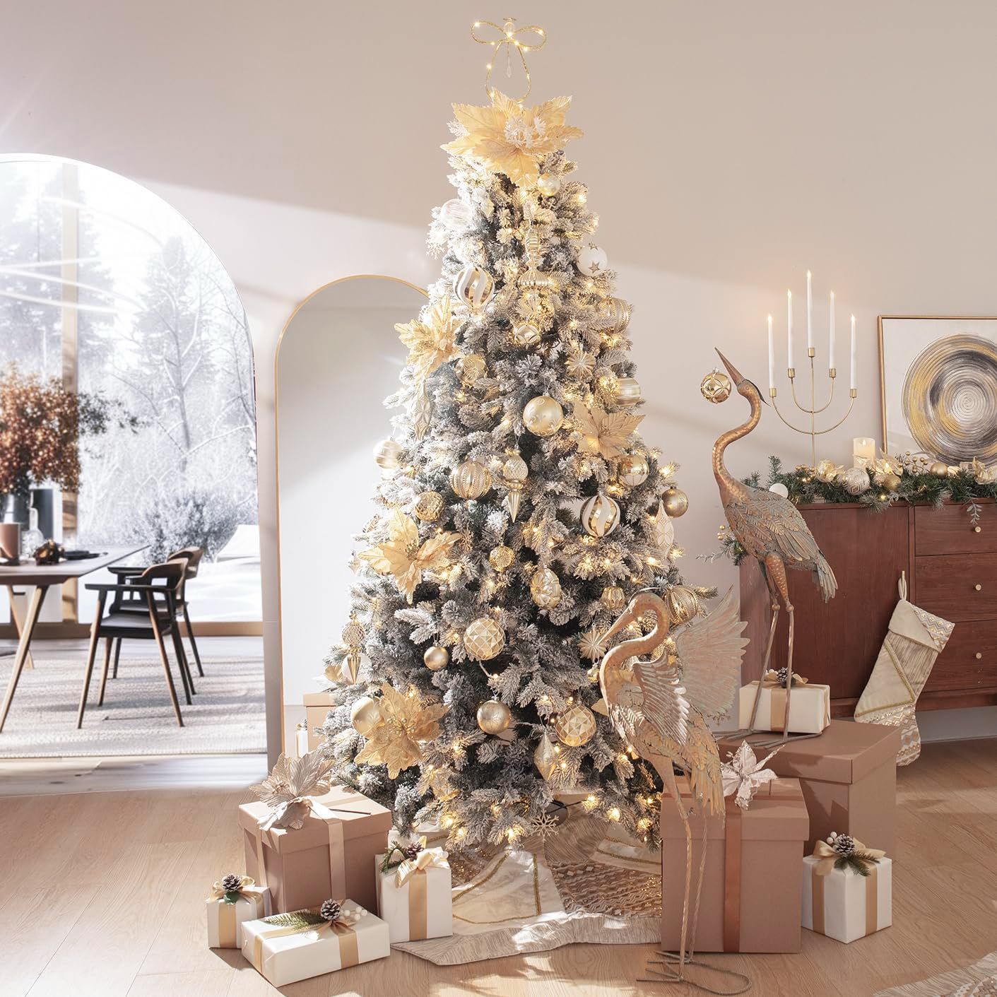 ツリー 飾り クリスマス ツリー クリスマス デコレーション 白金色