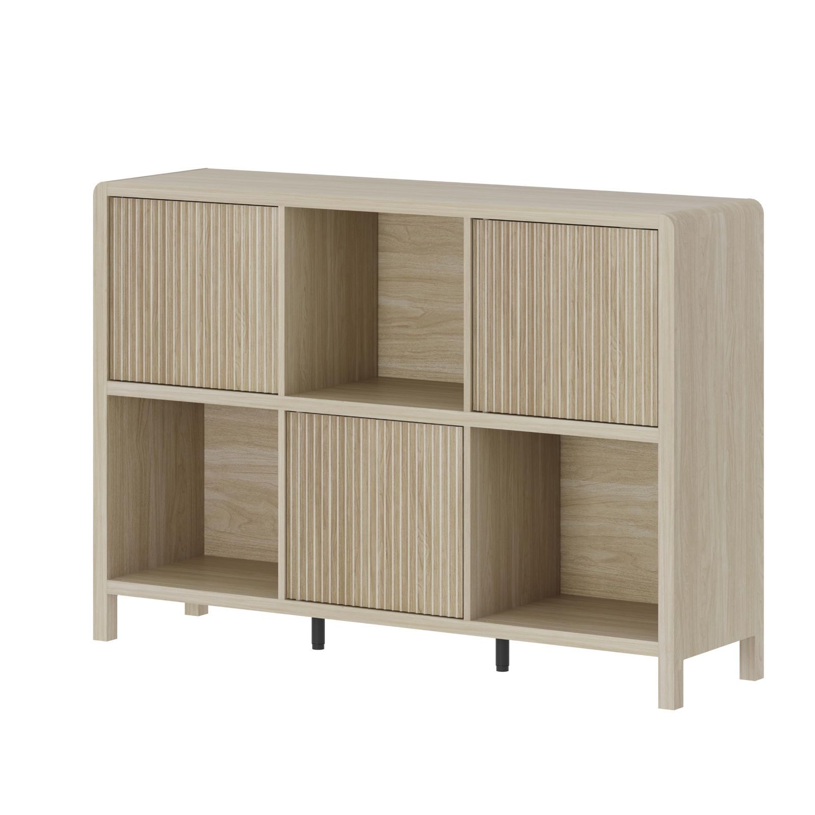 数量 ルーミィ ROOMY 木目サンド サイドボード 組立式 角がまるいデザイン 幅110 x奥30 x高さ77 cm