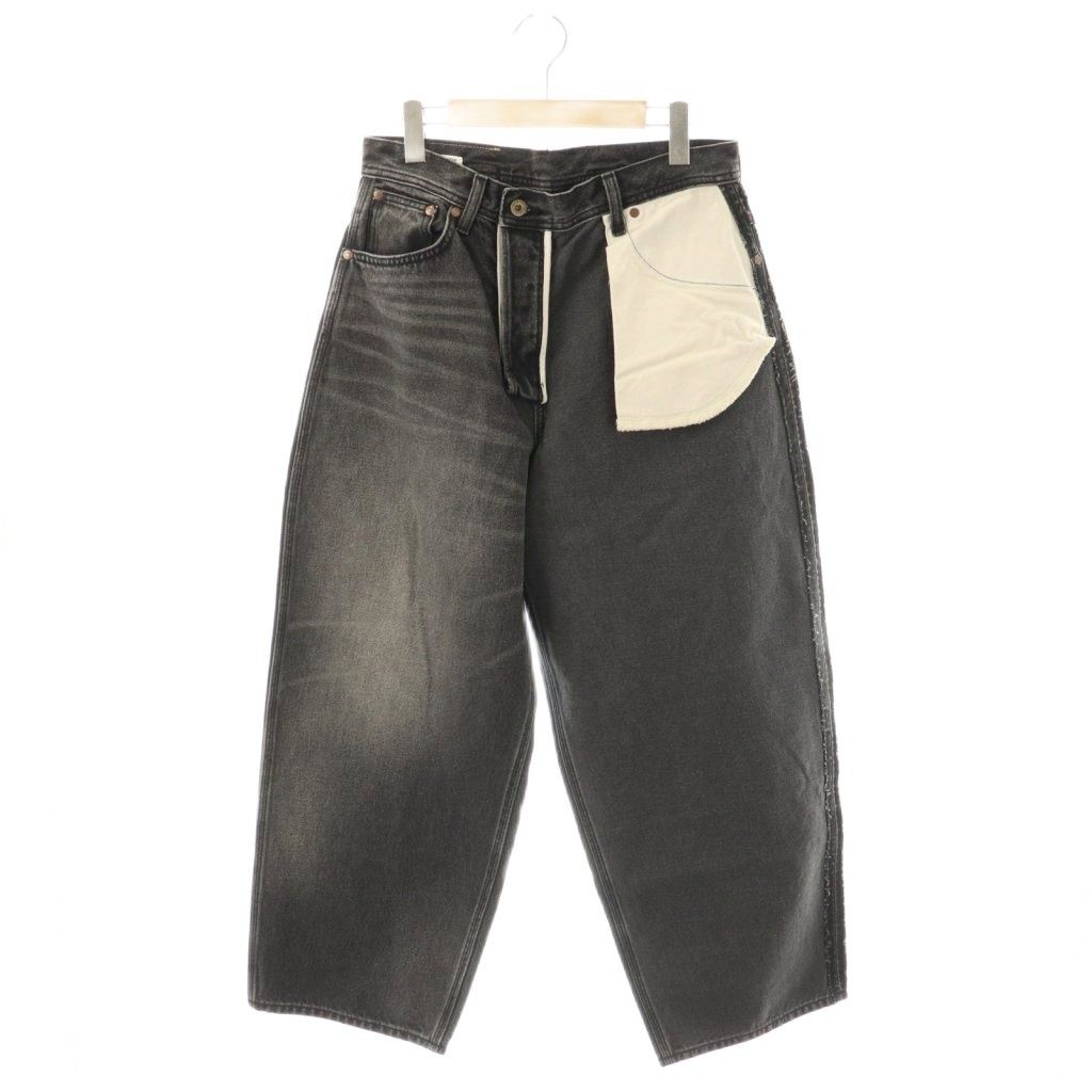 リー LEE アンスクリア ×LESSAGE トリプルコラボデニムパンツ COWBOY RIDERSPANTS ジーンズ ワイド M ブラック ES OS SH