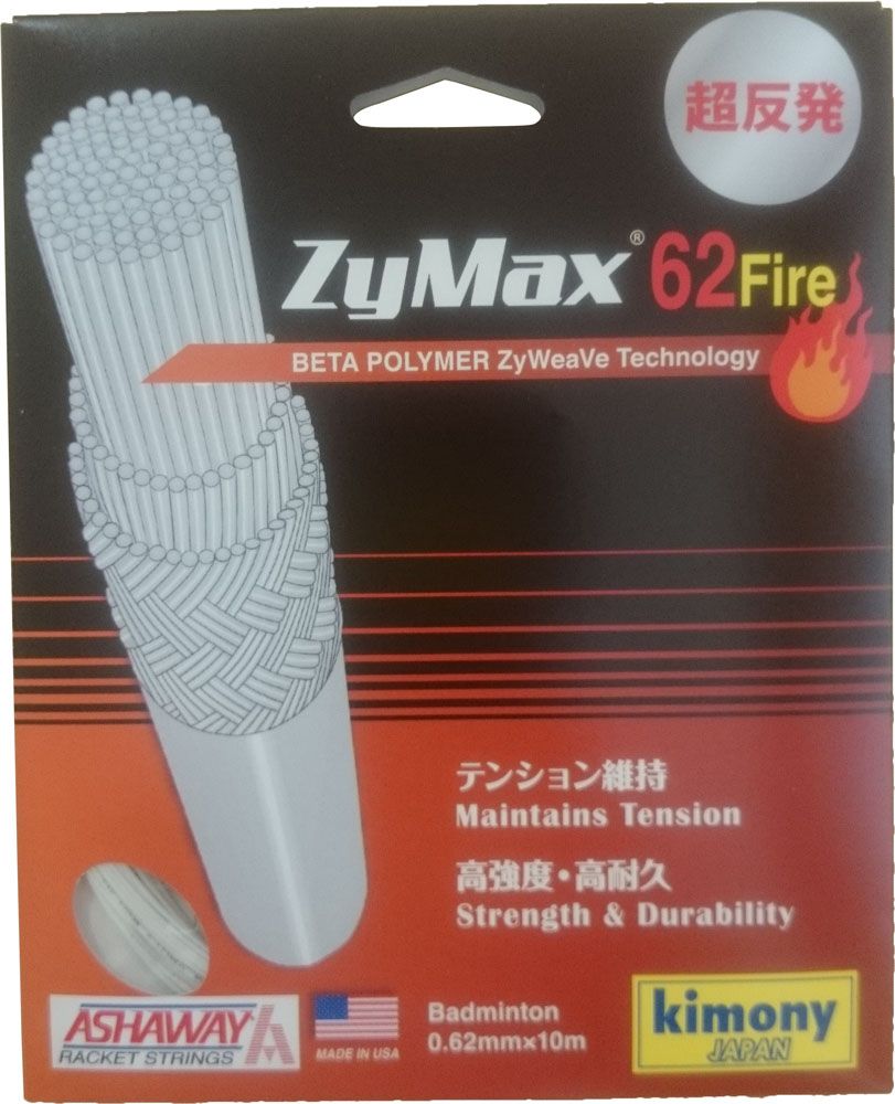 キモニー Kimony バドミントン  バドミントンガット アッシャウェイ ザイマックス62ファイヤー バトミントン バドミントン ガット ラケット ストリング 部活 クラブ活動 チーム 練習  KAB700 WH