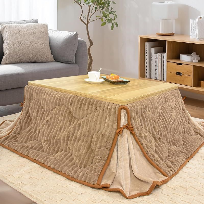 JEMA こたつ布団 省スペース こたつ掛け布団 長方形 こたつ用ふとん スリットデザイン 洗える フランネル生地 おしゃれ フランネル あったか なめらか180 x 220 cm コーデユロイ ベージュ