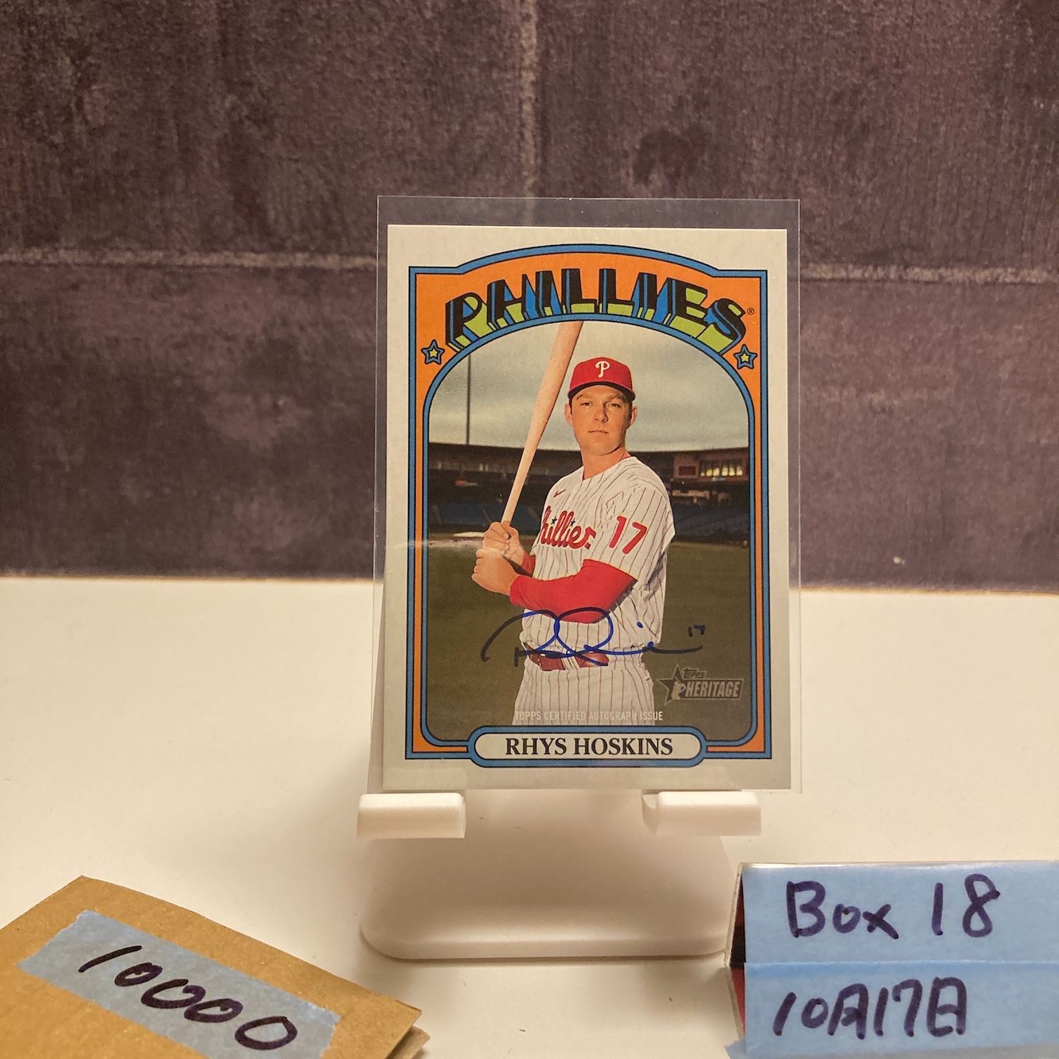 2021 Topps Heritage Rhys Hoskins 直筆サインカード Philadelphia Phillies White カード