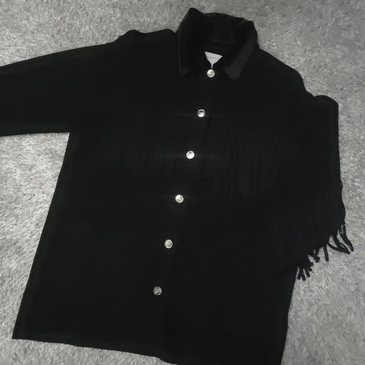 サンドロ ブラック フリンジ装飾 カーディガン ジャケット 2番