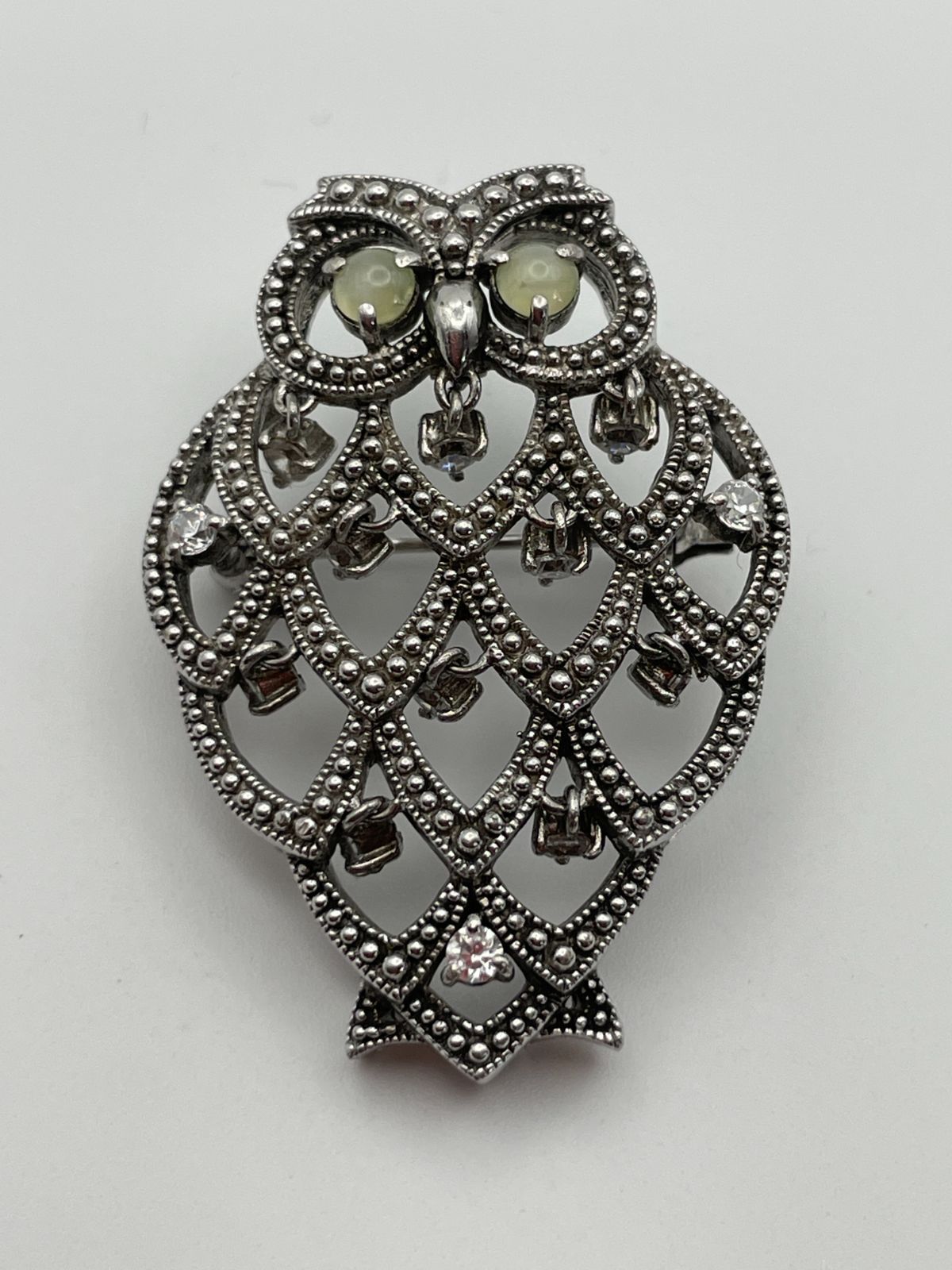 IEI インペリアルエンタープライズ フクロウ 梟 ブローチ 刻印 クリスタル風 揺れるデザイン 約43 mm