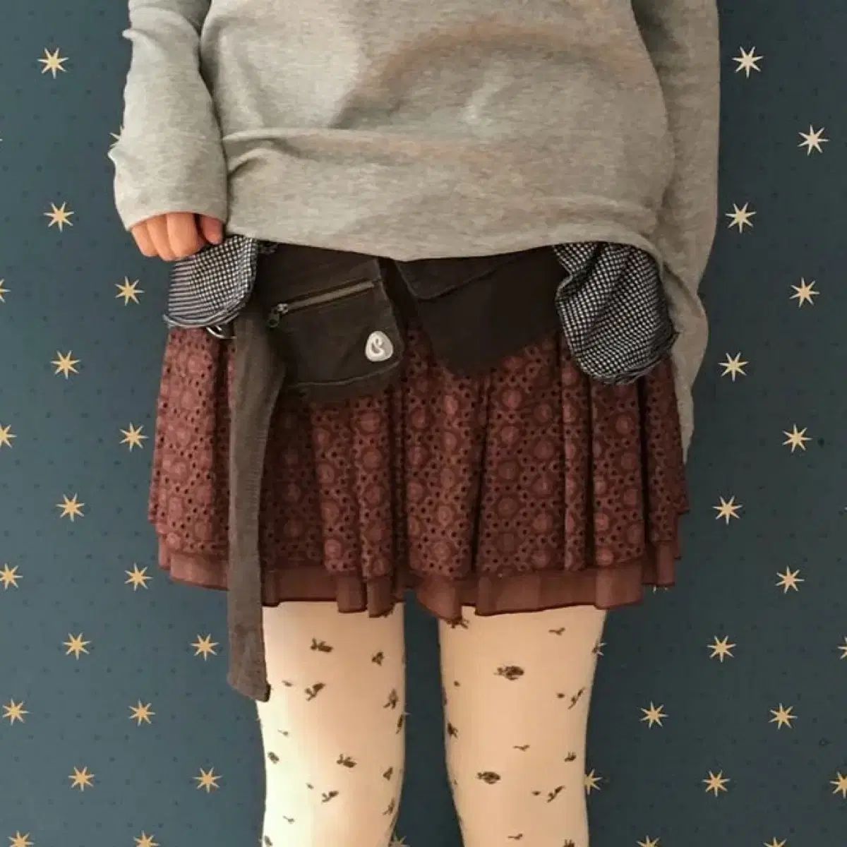 ISSEY MIYAKE イッセイミヤケ フラワー エンブロイダリー スカート バーガンディ