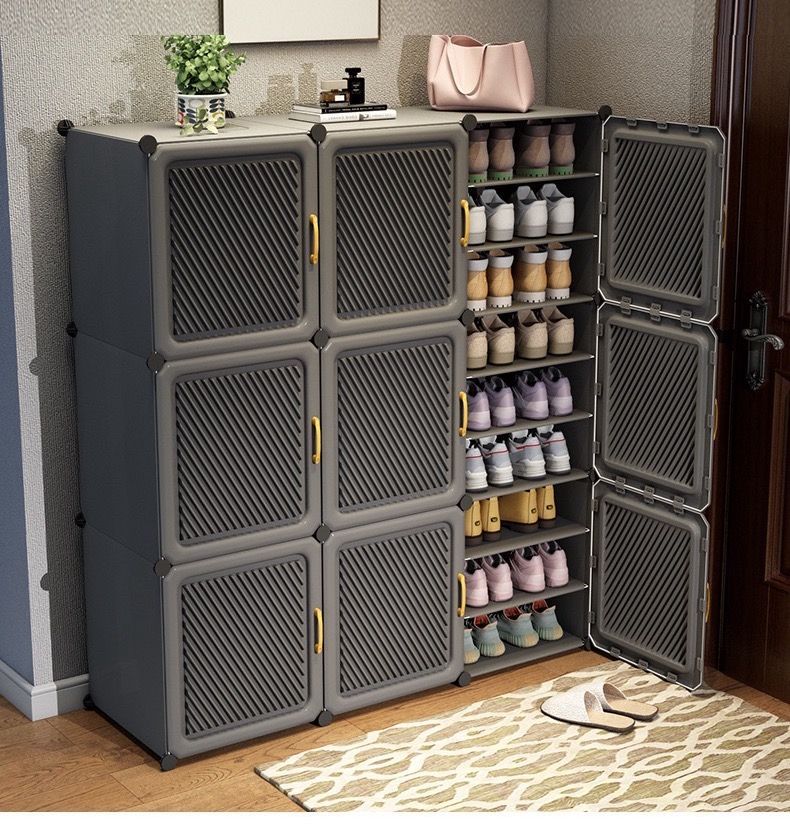 大好評 シューズボックスシューズラック靴箱下駄箱DIY組み立て式防塵 防汚 防水大容量玄関屋外おしゃれ軽量クローバーコンパクト厚みのある防塵収納アーティ