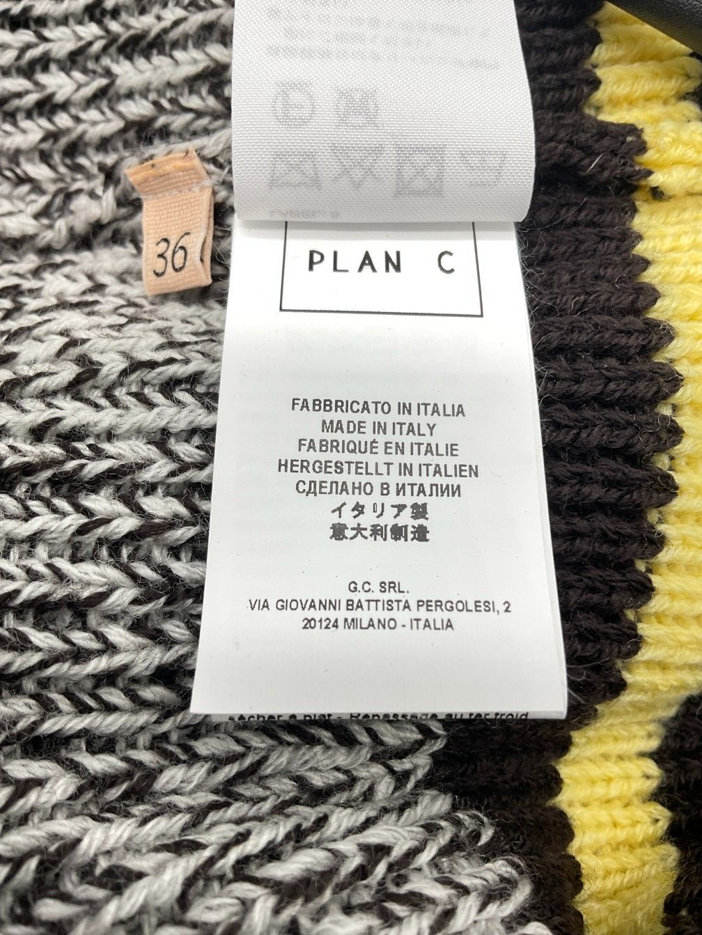 未使用 PLAN C プランシー クルーネックボーダーウールニット 36