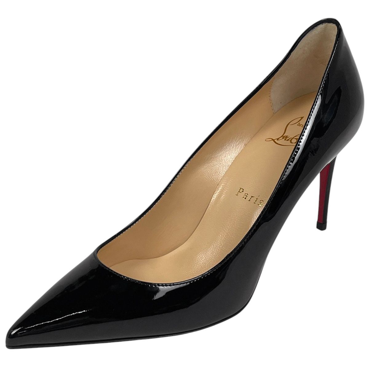 クリスチャンルブタン Christian Louboutin ポインテッドトゥ パンプス ピンヒール エナメル 靴 パテントレザー ブラック レディース