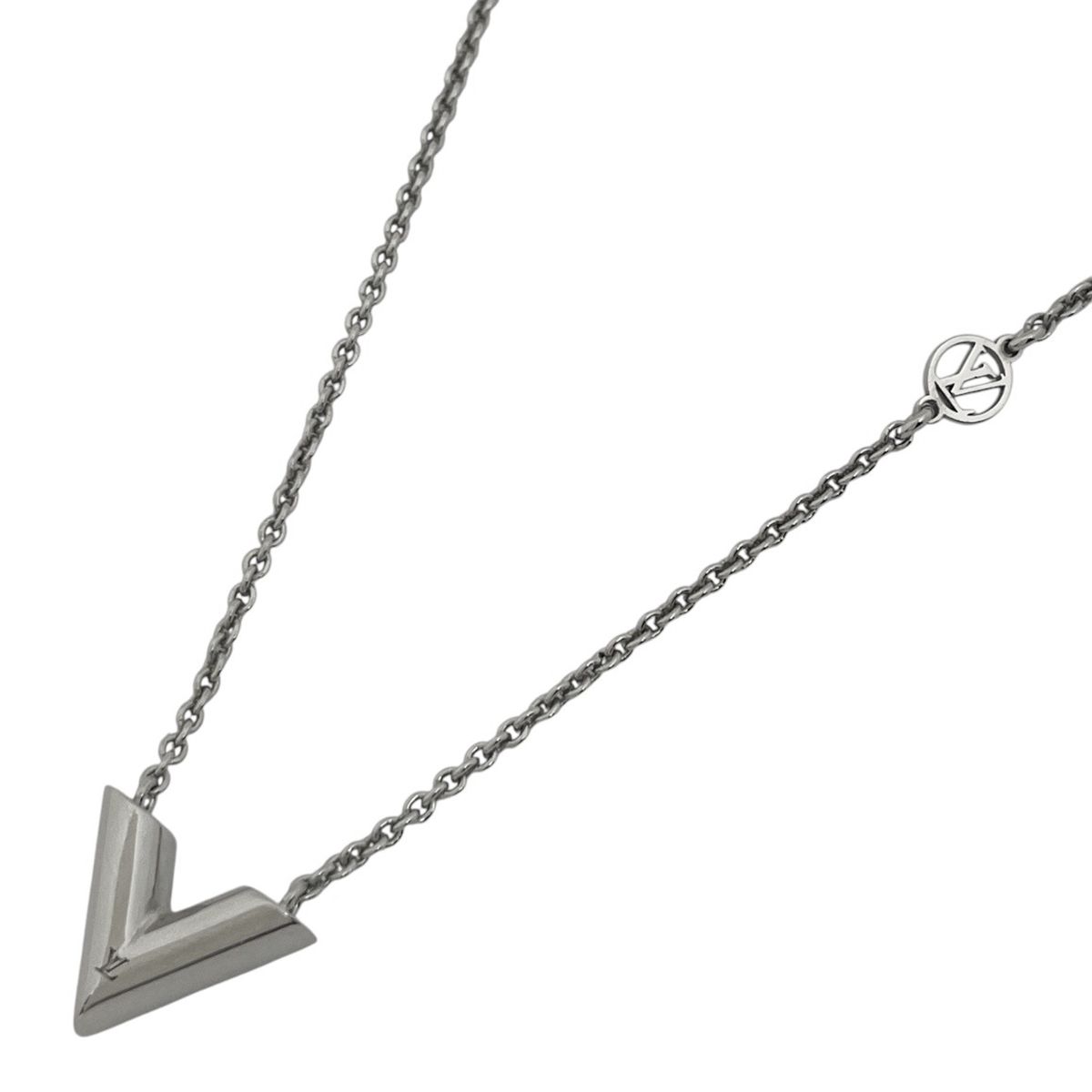 ルイ・ヴィトン Louis Vuitton エセンシャル V ネックレス シルバー