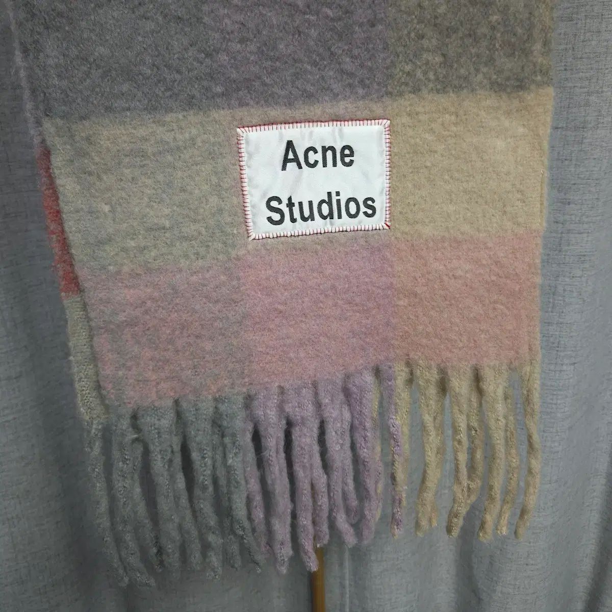 Acne Studios アクネストゥディオズ モヘア チェック マフラー ピンク