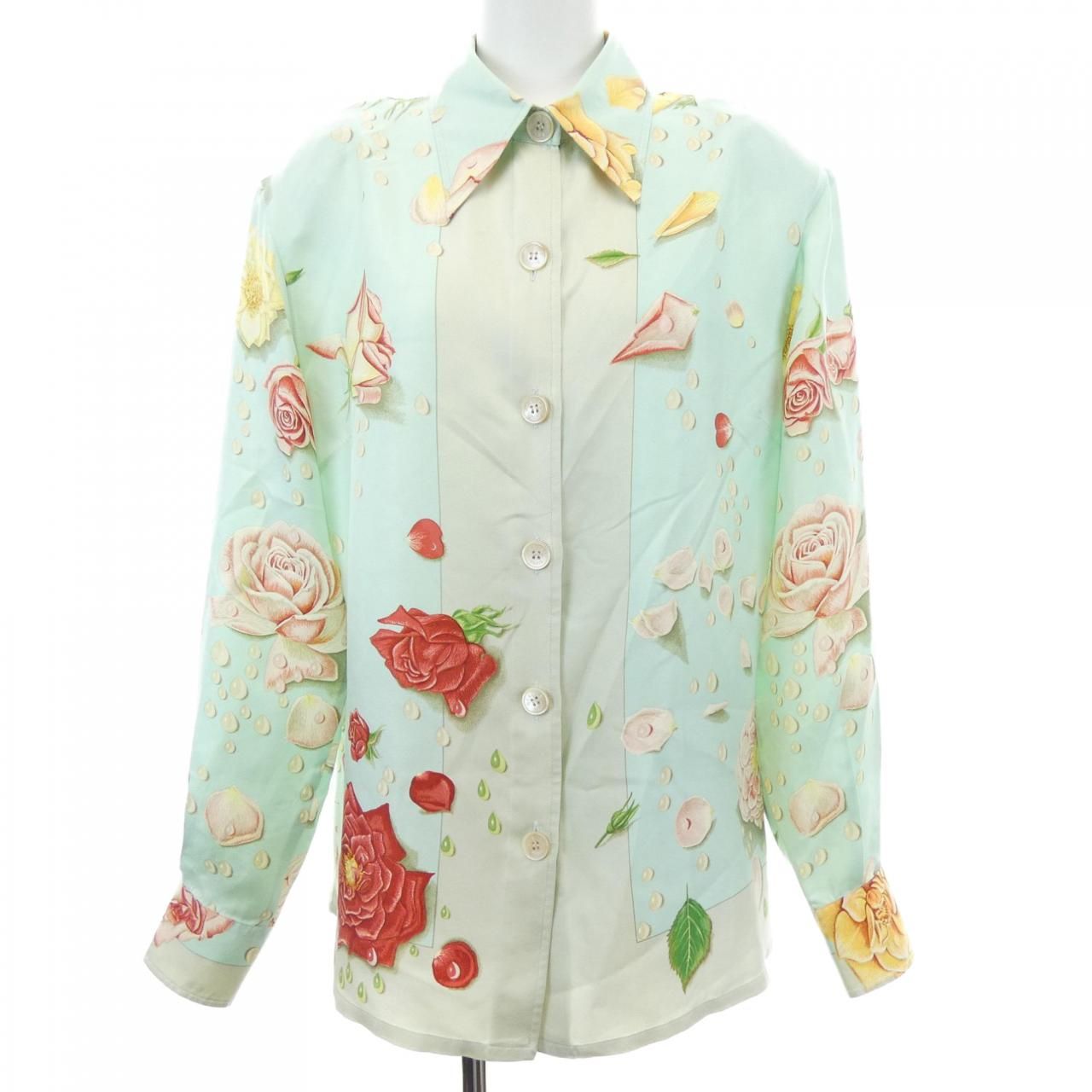 ヴィンテージ エルメス HERMES LA ROSEE ツイルレーヌ. シャツ