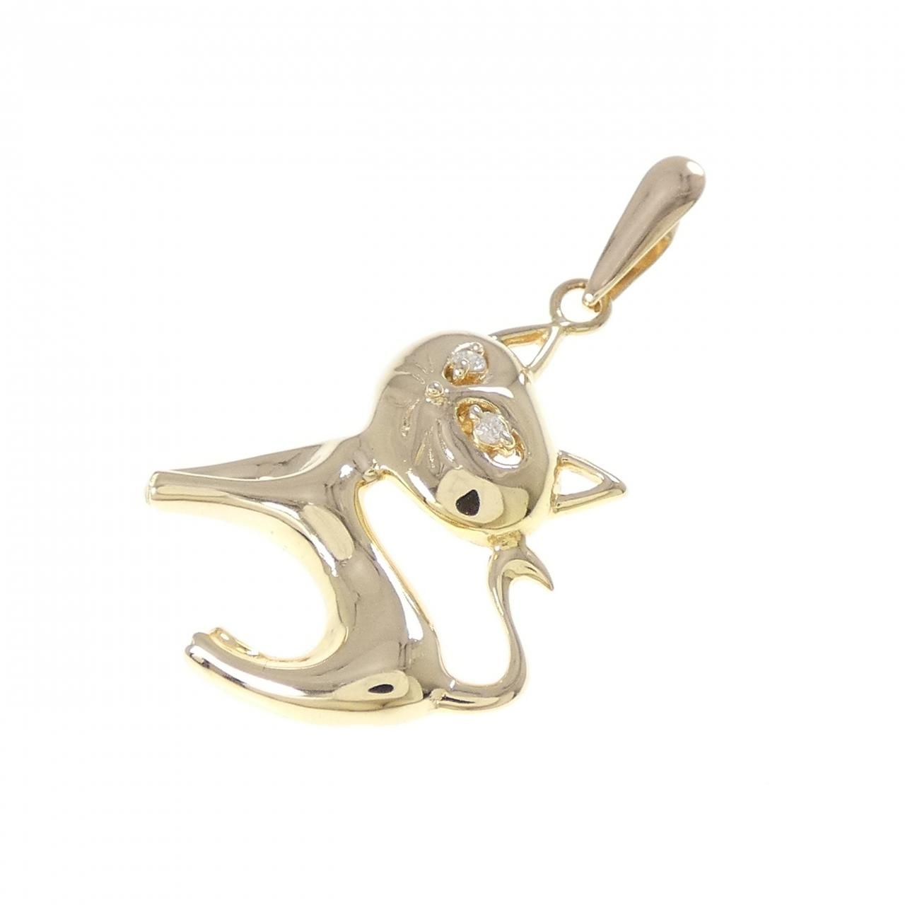 K 18 YG キャット ダイヤモンド ペンダント