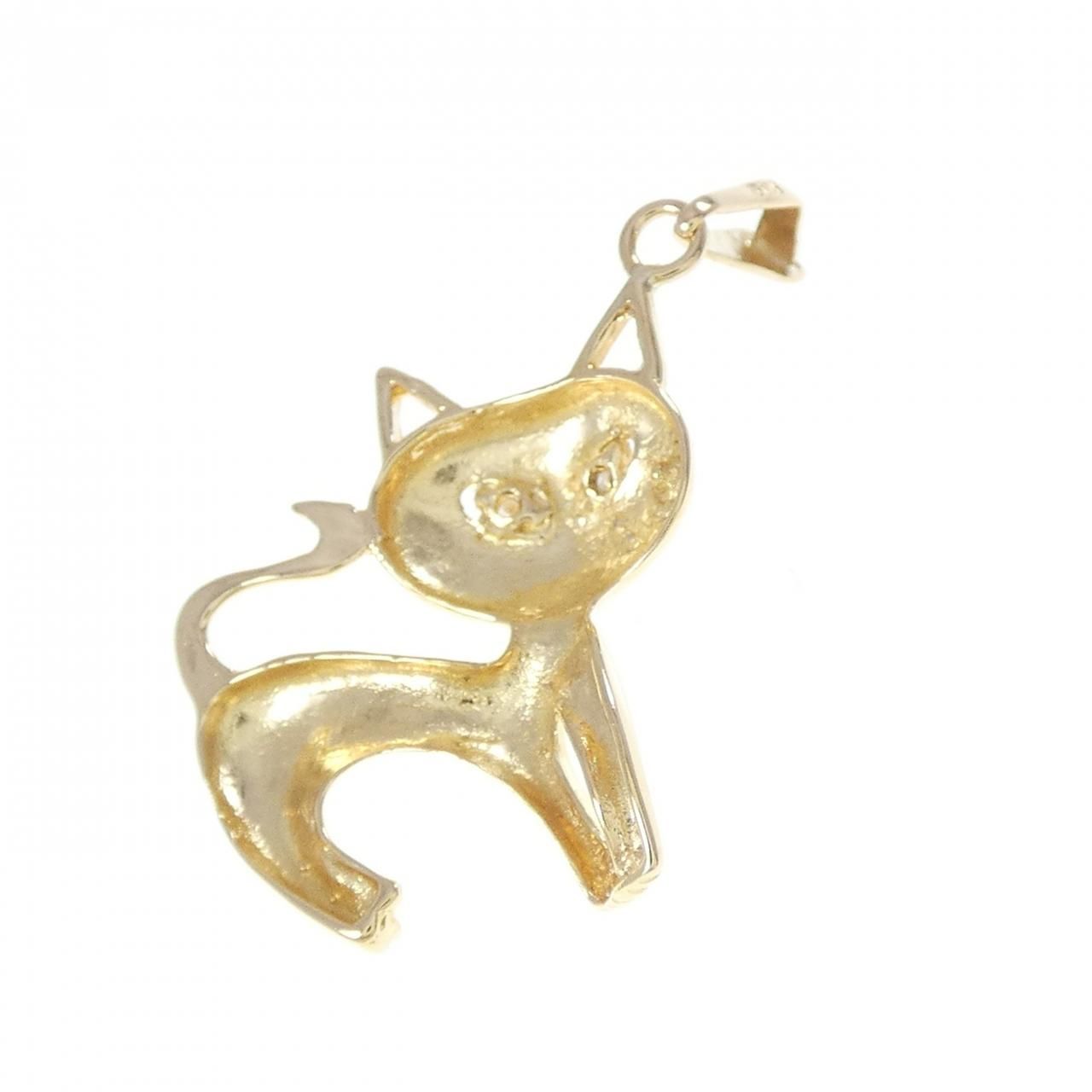 K 18 YG キャット ダイヤモンド ペンダント