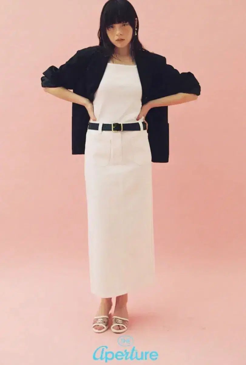 ディパーチャー デニム 白ロング丈スカート S