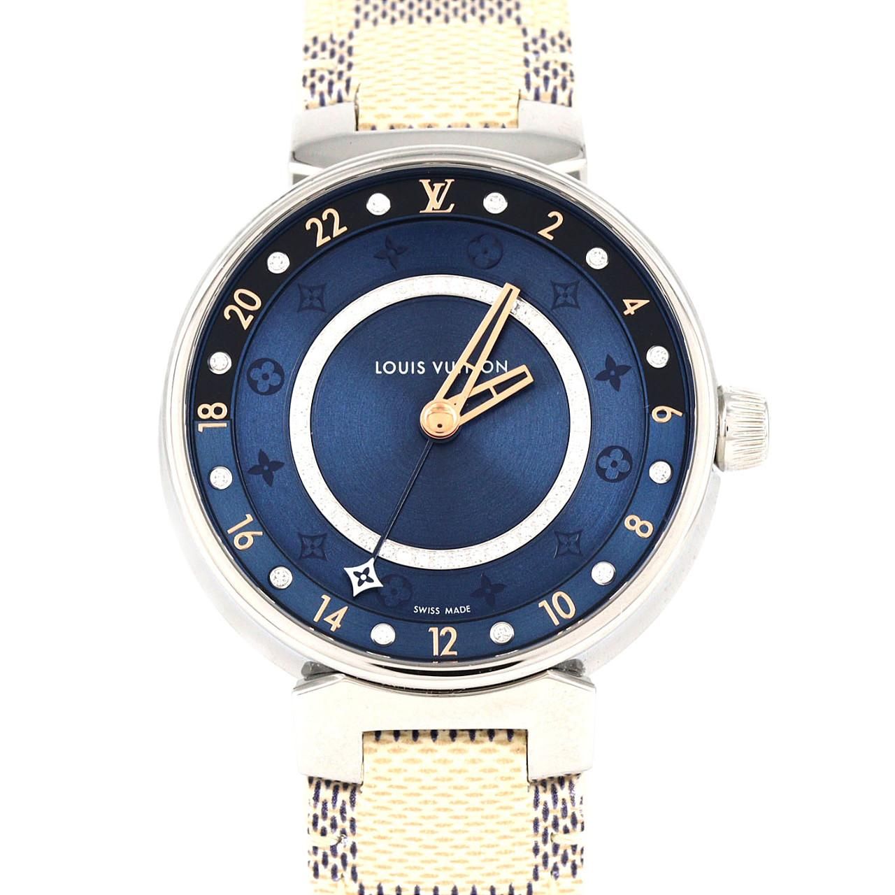 ルイヴィトン タンブールデュアルタイム･12 P･サークルD QA 142 SS クォーツ