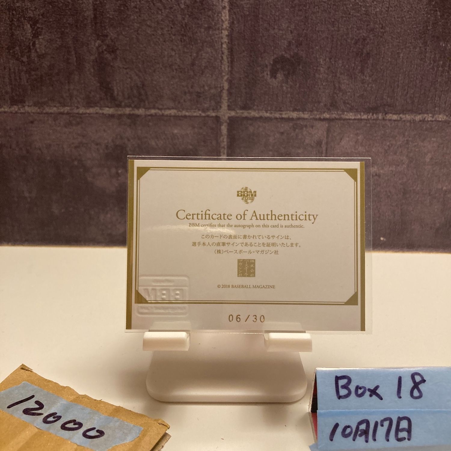 2018 BBM 山岡泰輔 06 30 直筆サインカード オリックスバファローズ Cross Signing カード