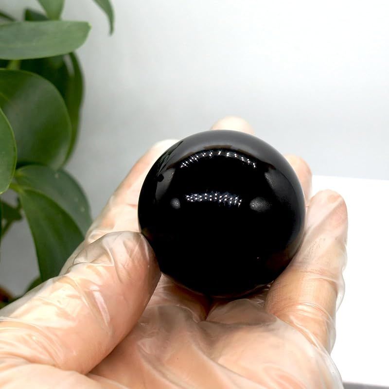 黒曜石の置物 - 自然な模様 新品】 [TANAKA・YA] 完全天然黒曜石 球直径約37-40mm 重さ約75-80g