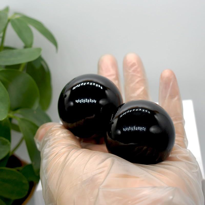 新品】 [TANAKA・YA] 完全天然黒曜石 球直径約37-40mm 重さ約75-80g