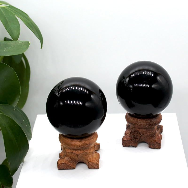 新品】 [TANAKA・YA] 完全天然黒曜石 球直径約37-40mm 重さ約75-80g