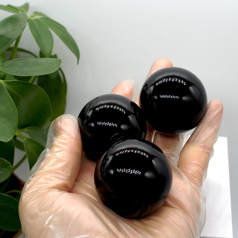 新品】 [TANAKA・YA] 完全天然黒曜石 球直径約37-40mm 重さ約75-80g