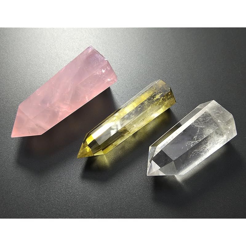 天然石 ヒーリングワンド  チャクラ対応天然石付き パワーストーン 新品】 天然石ヒーリングワンド三本セット（ローズクォーツ/クリア