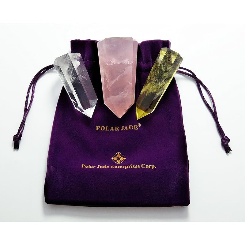 新品】 天然石ヒーリングワンド三本セット（ローズクォーツ/クリア