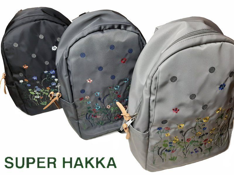 SUPER HAKKA glanta フラワー ドット刺繍ラウンドリュック F