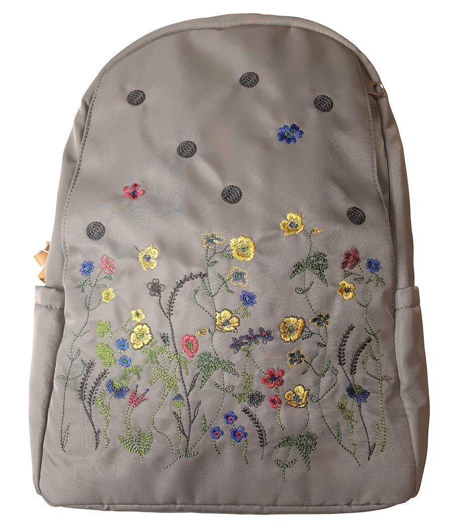 SUPER HAKKA glanta フラワー-ドット刺繍ラウンドリュック F