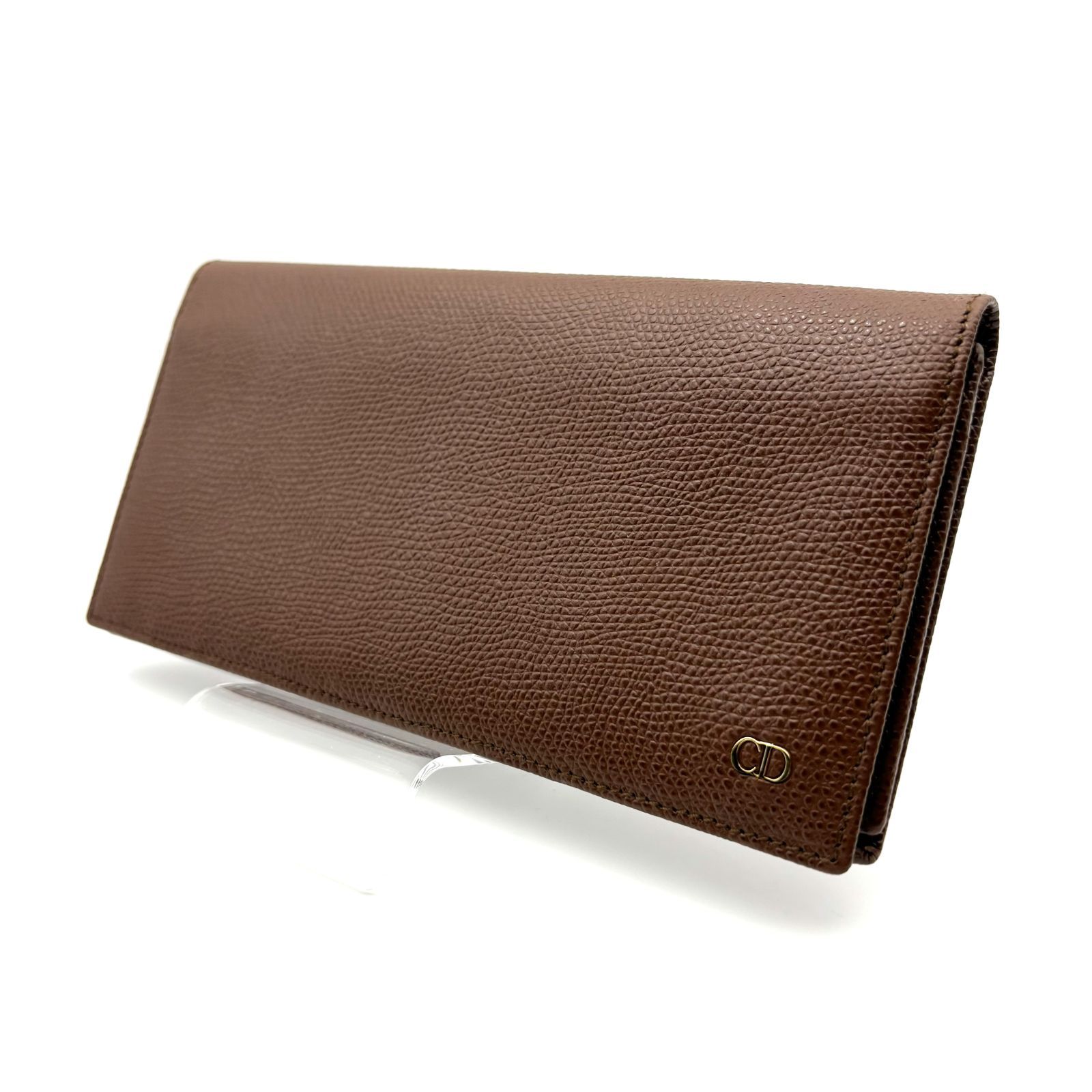Dior ブラウンレザー長財布 極美品 】Christian Dior クリスチャンディオール CDロゴ スリムロング