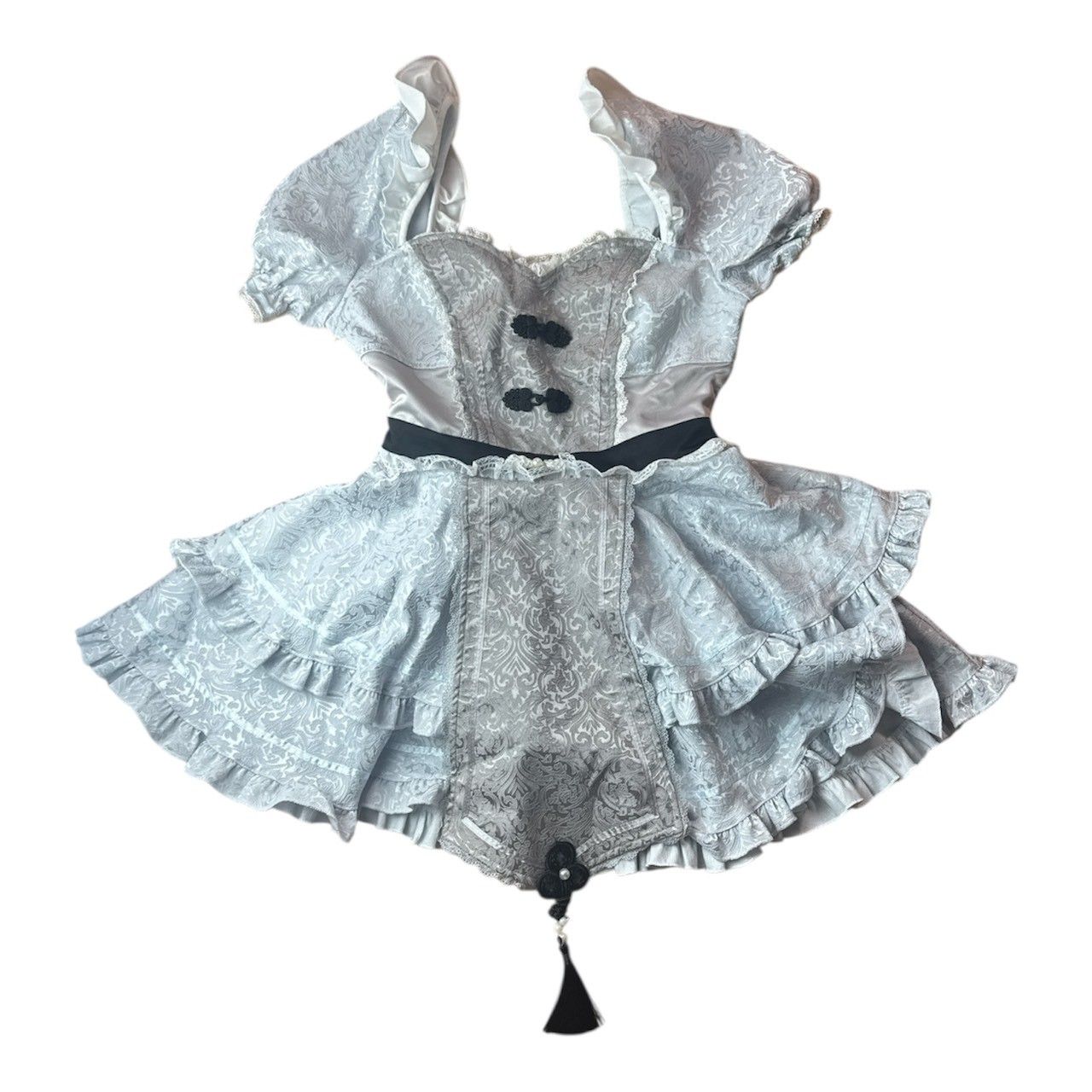 Malymoon マリームーン コスプレ ノーブルクリスタルウルフチャイナ 衣装 チャイナ キョンシー ジャガード シルバー レディース 古着 ギャル Y 2 K