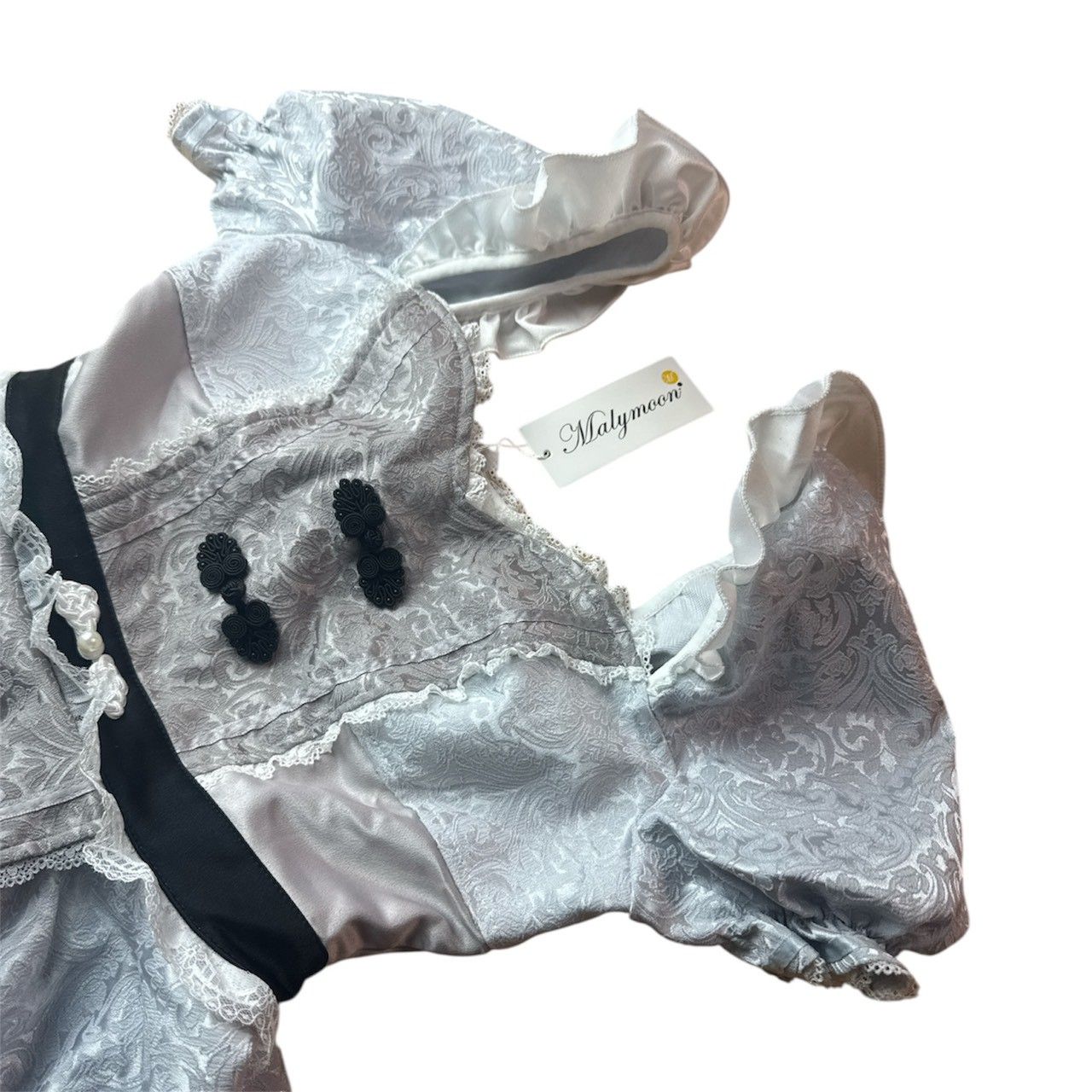 Malymoon マリームーン コスプレ ノーブルクリスタルウルフチャイナ 衣装 チャイナ キョンシー ジャガード シルバー レディース 古着 ギャル Y 2 K