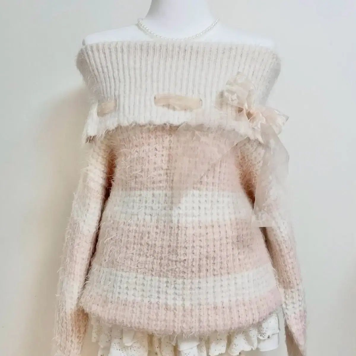 リズリサ オフショルダー ニット リボン 姫ギャル ラテギャル ロギャル