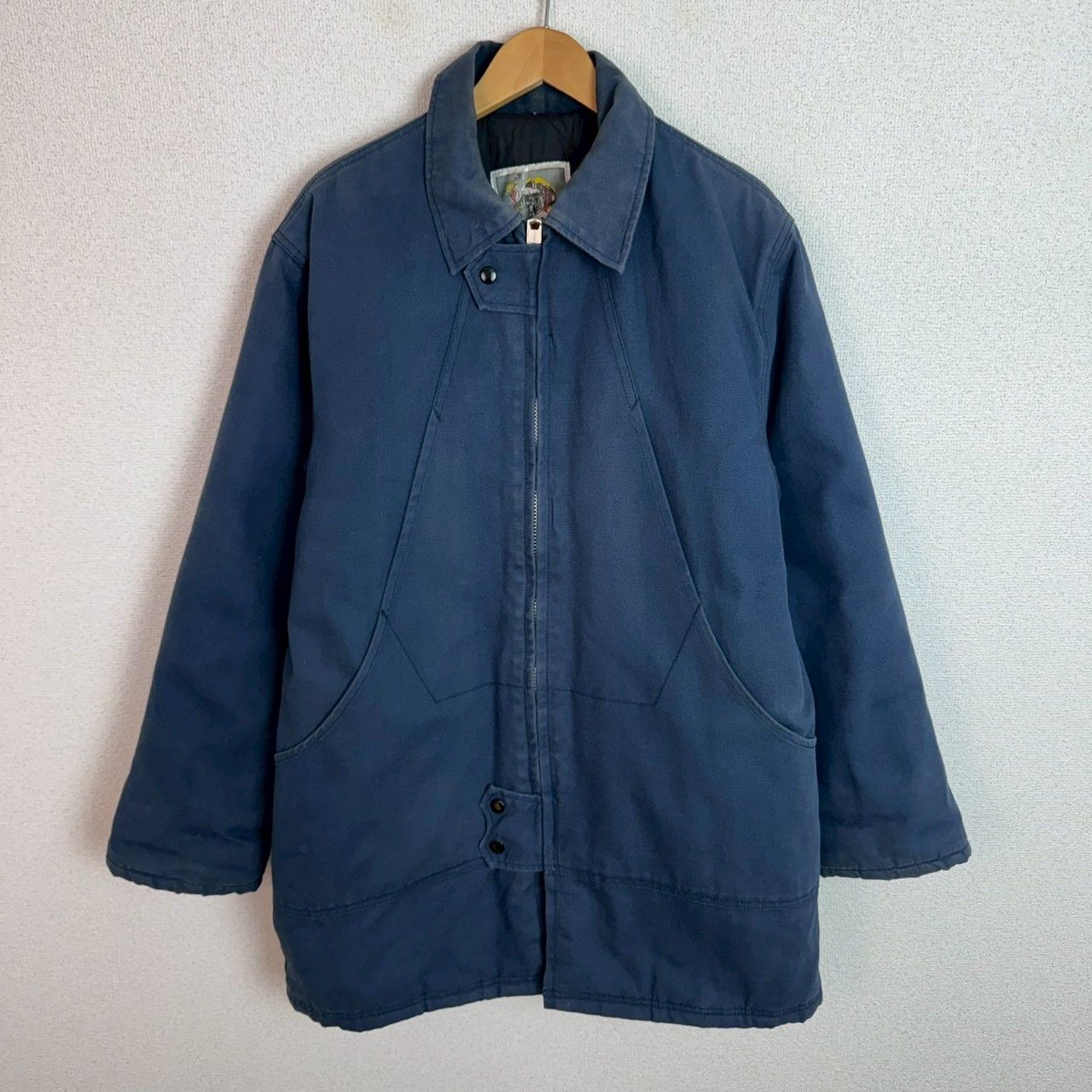 WORK HORSE ワークジャケット フルジップ ネイビー メンズ 古着 ワーク系 アメカジ ダック生地