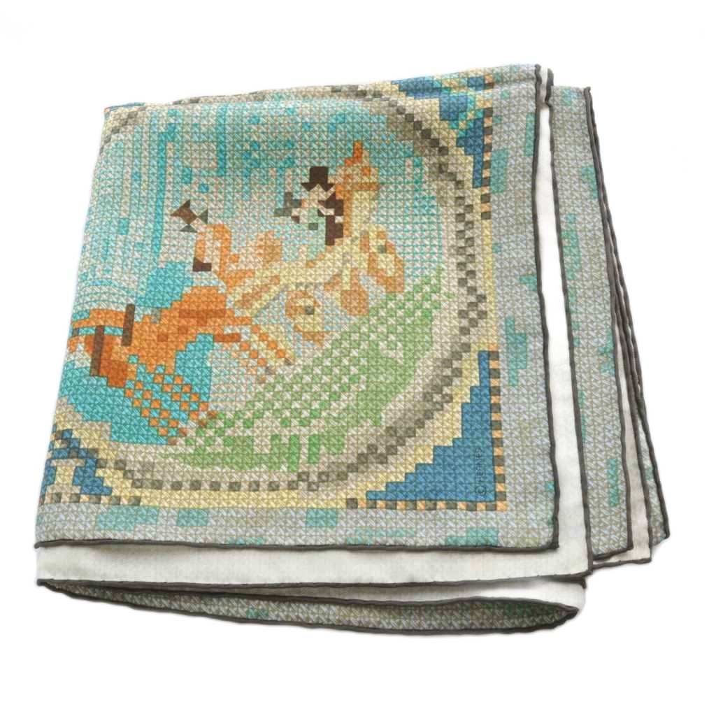 エルメス HERMES LES COURSES カレ90 シルクスカーフ 総柄 マルチ