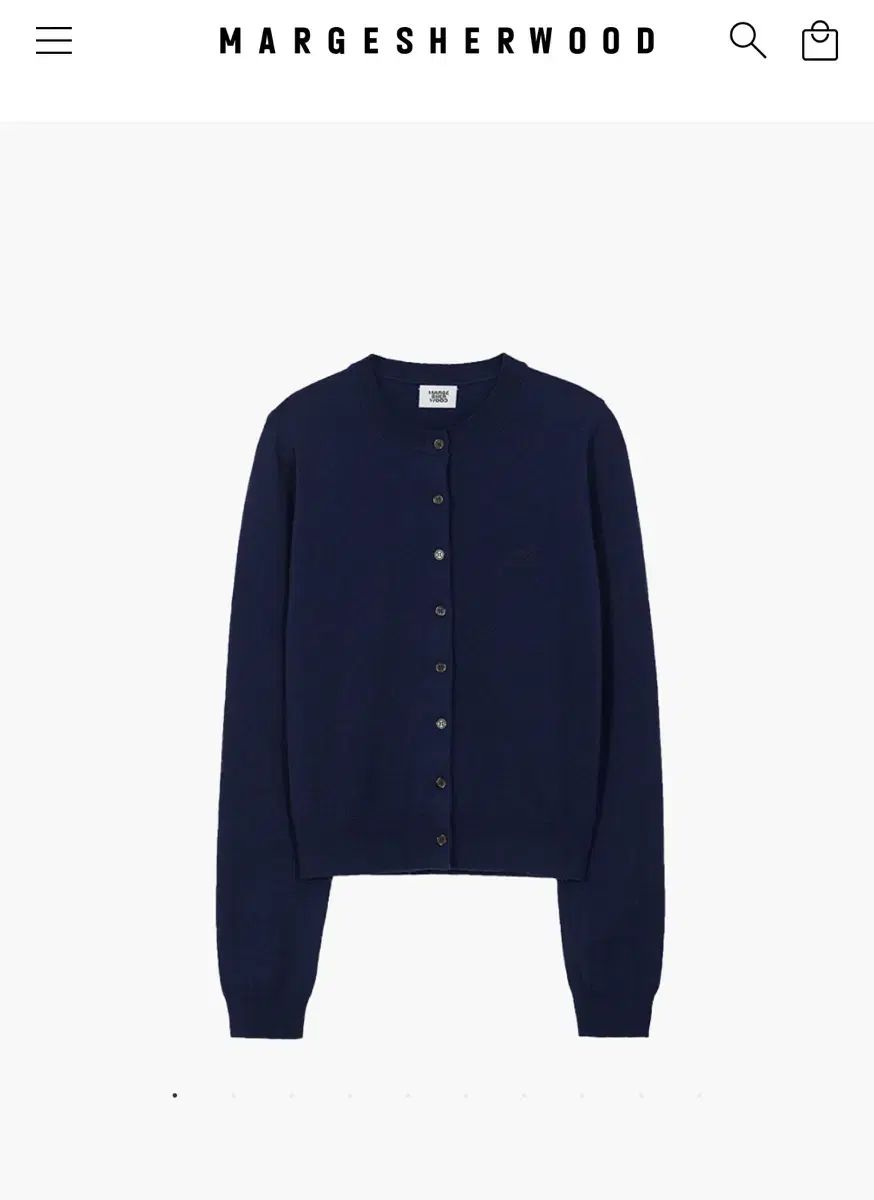 MARGESHERWOOD ネイビー 麻 ウッド カーディガン