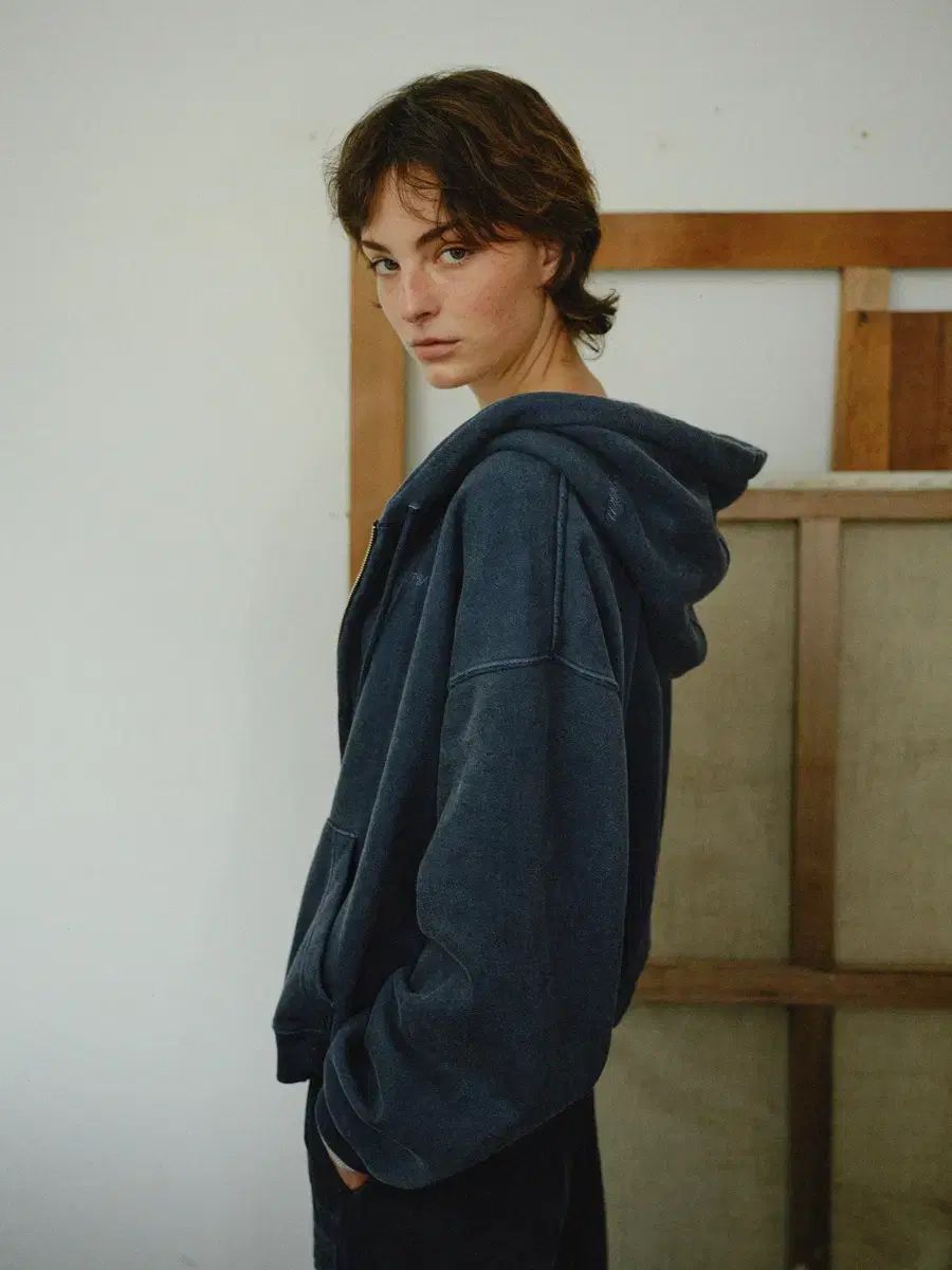 더에프유 起毛 ウォッシュ WHO ジップアップ ネイビー