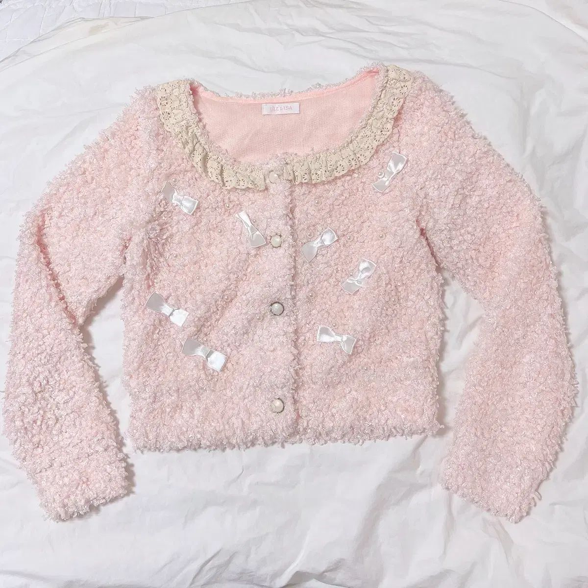 リズリサ ボア Tシャツ リボン ニット カーディガン 姫ギャル ロギャル ラテギャル ピンク ヴィンテージ
