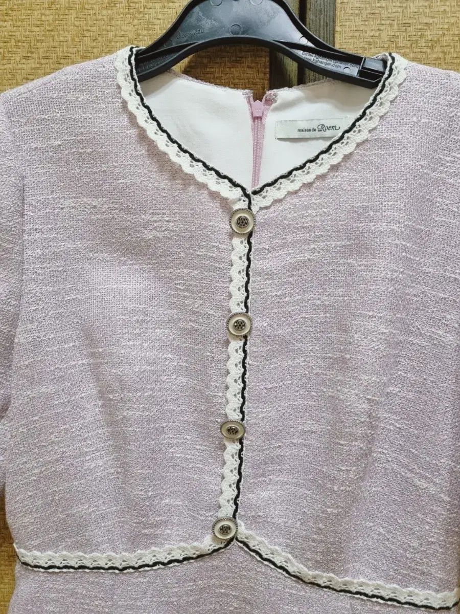  ROEM ツイード バイ 半袖 ONE PIECE ライトパープル 長袖 七分袖 ひざ丈ワンピース