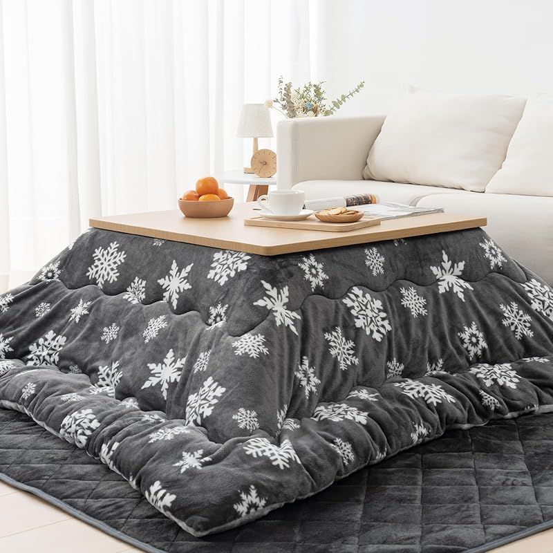 Vamcheer こたつ布団 長方形 大判 こたつふとん 190 x 240 cm こたつ用布団 あったか こたつ掛け布団 厚手 フランネル リバーシブル 両面使える ふわふわ ぽかぽか ぬくぬく 冬用 洗える 静電気防止 毛抜けない 雪花柄xライトグレ