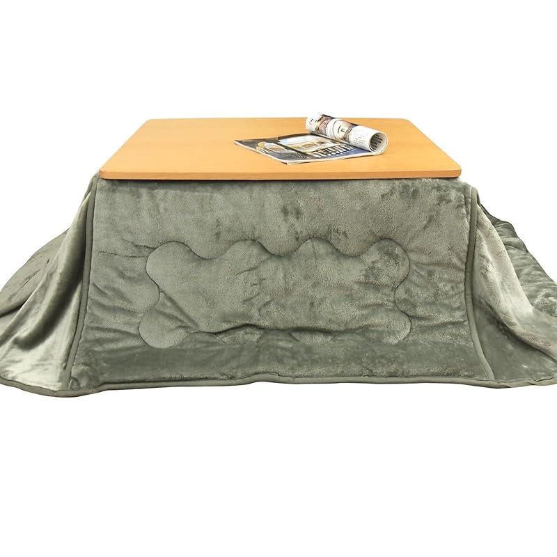 リヴェール こたつ布団 こたつ掛け布団 省スペース 正方形 洗える フランネル あったか 暖かい ボリューム 北欧 おしゃれ コンパクト コタツ布団 約 セージグリーン