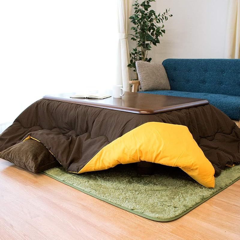 こだわり安眠館 こたつ布団 長方形 中わた1.9 kg入り チラッと差し色がお洒落なリバーシブル 両面使える 無地 カラフェブラウン ブラウン オレンジ かわいい 適合こたつ本体 ～ こたつ 掛け