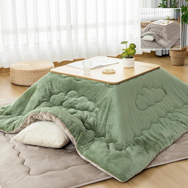  即納：OIGAE こたつ布団 長方形 単品185×235cm 【雲】キルティング 吸湿発熱 リバーシブル フランネル 綿ズレ防止 保温蓄熱 こたつふとん ふわふわ こたつ掛け布団 洗える 抗菌防臭 火燵布団 静 掛け布団