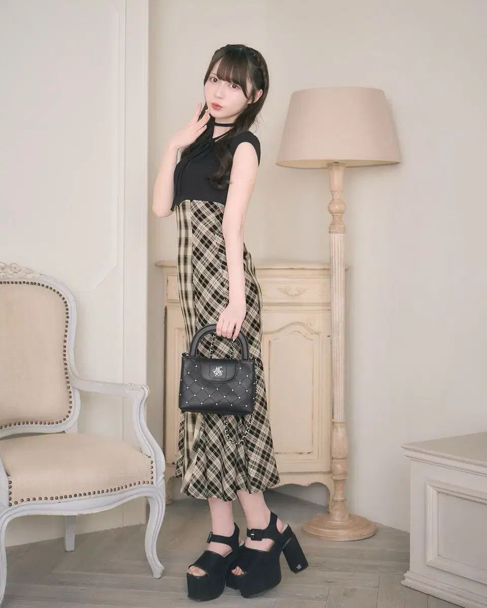 ミシェルマカロン マーメイド チェック柄ワンピース 日本ブランド スナ系 Girl