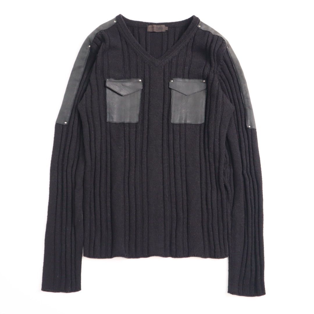 90s 00s archive vintage　レザー切り替えニット　短丈 90s 00s COMME ÇA DU MODE MEN コムサ・デ・モード・メン archive y2k