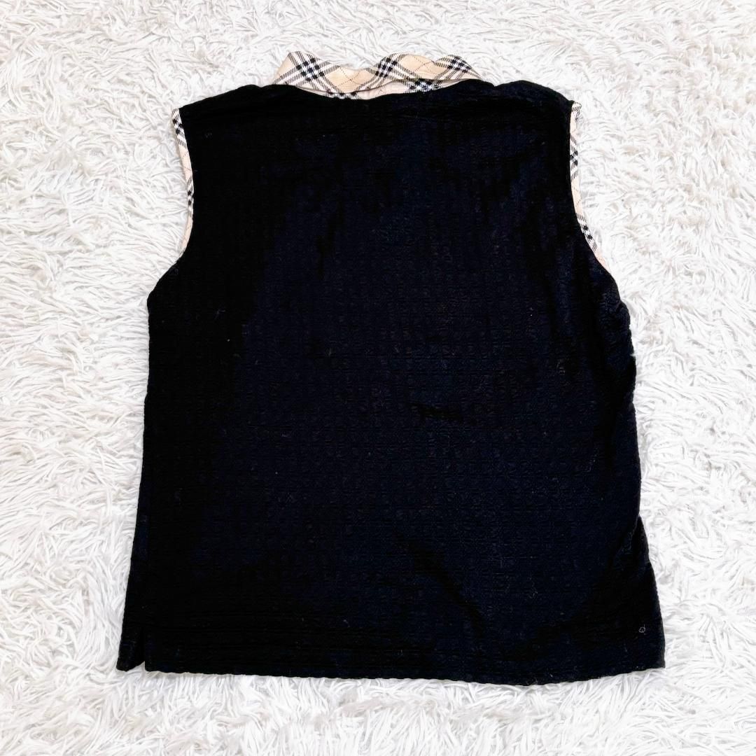 襟ノバチェックノースリーブニット