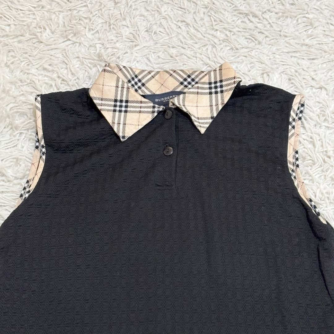 Burberry 襟ノバチェックノースリーブニット M ブラック