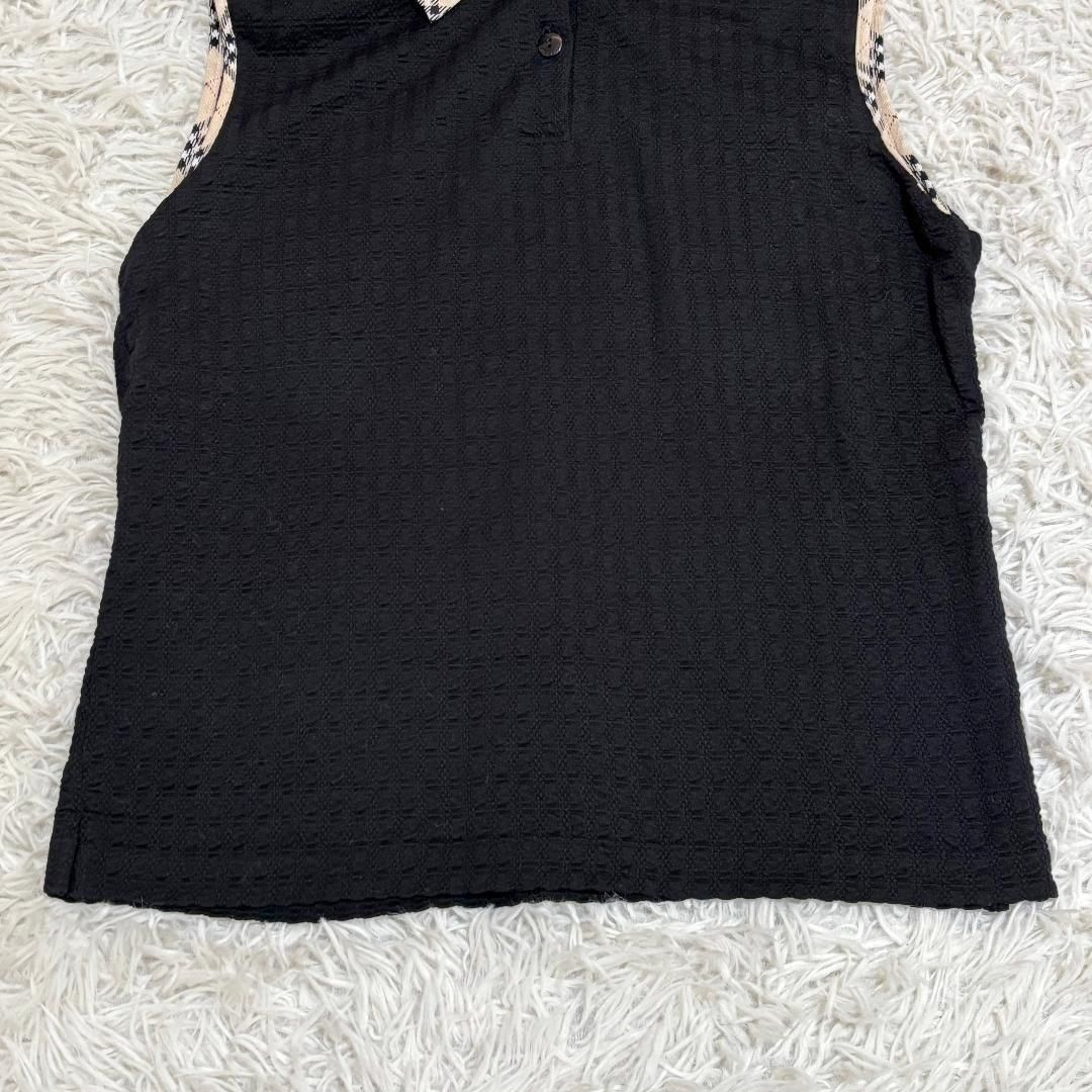  Burberry 襟ノバチェックノースリーブニット M ブラック ノースリーブ ニット セーター