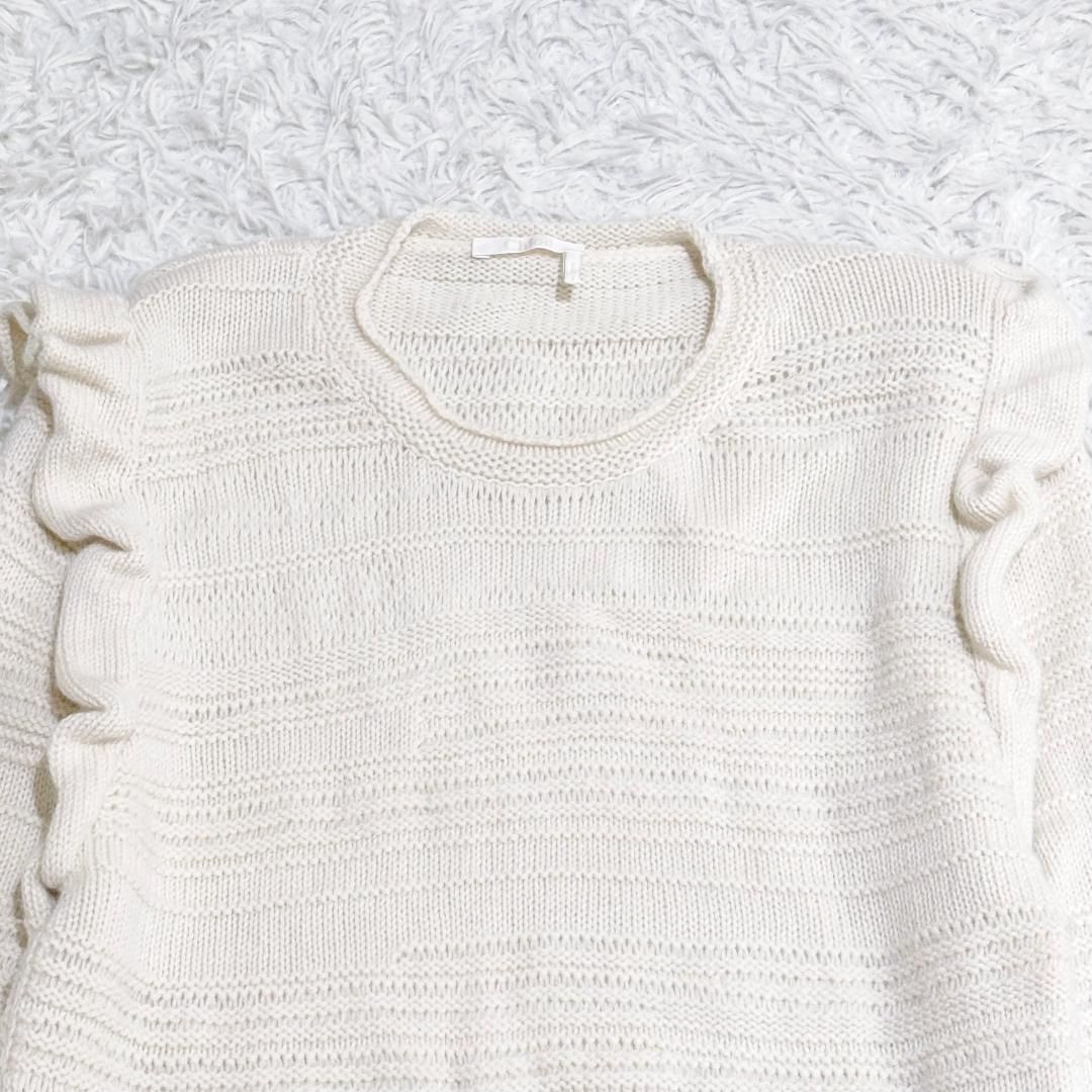 Chloe 肩フリルニット M イタリア製 ホワイト
