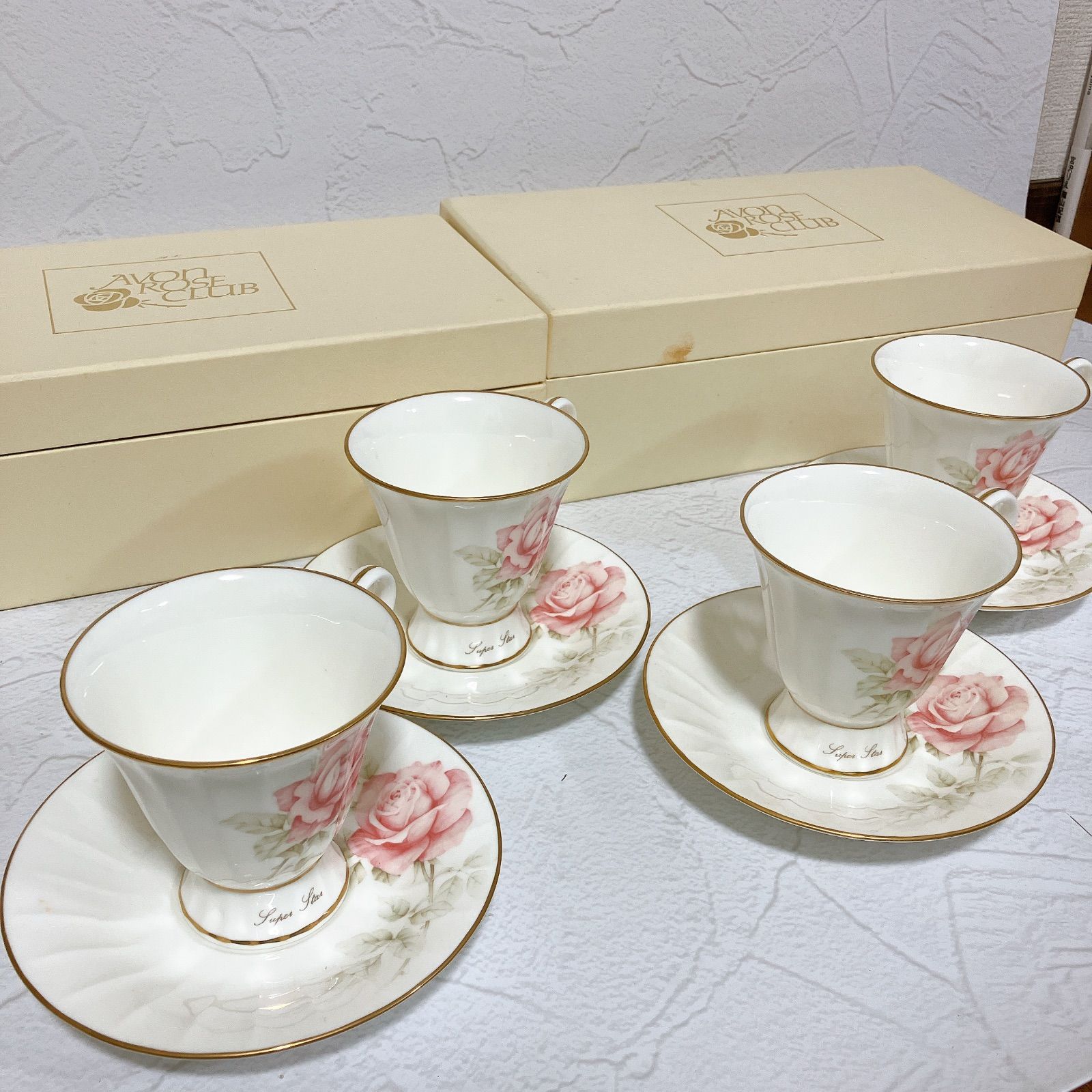 AVON Rose Club ノリタケ スタジオコレクション カップ＆ソーサー 4客 