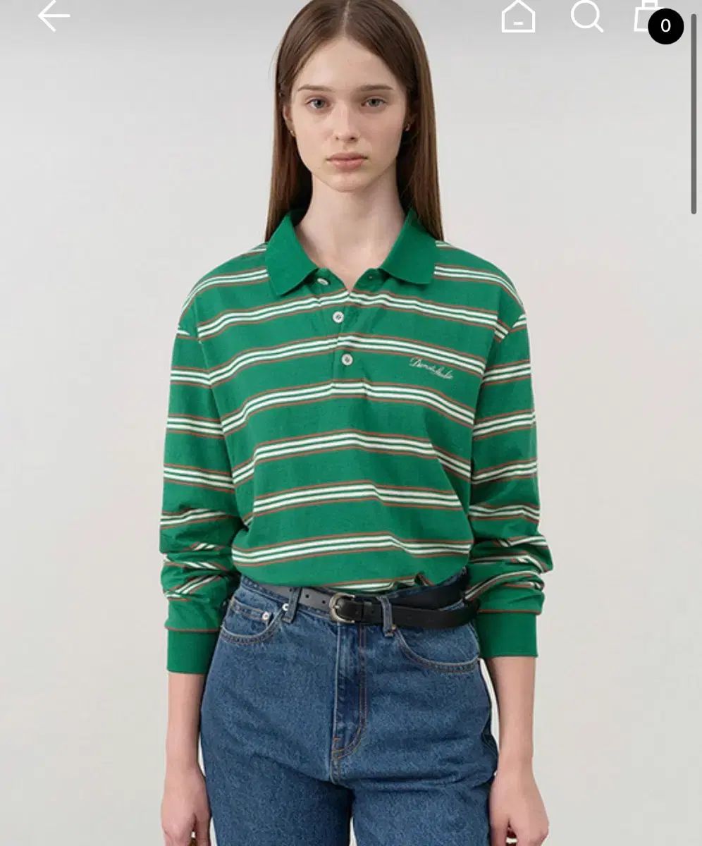 ダンスト マルチストライプ グリーン ラグビーシャツ